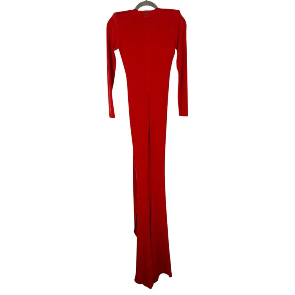 Nookie Farrah Gown Jersey Ruched Long Sleeve Party Formal Evening Prom Holiday S